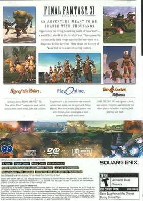 Final Fantasy XI - Online box cover back